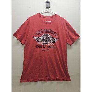 Gas Monkey Bar N Grill T-Shirt Mens Large Red Graphic Fast N Loud Dallas Texas